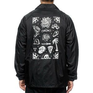 Black Lightweight Shirt Jacket with Graphic Back